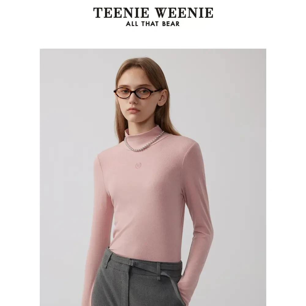 TeenieWeenie小熊2024年多巴胺简约修身中领打底衫女TTLA244T01W