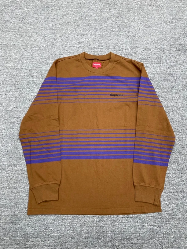 全新未使用 Supreme m码 supreme 条纹字母长袖 全新