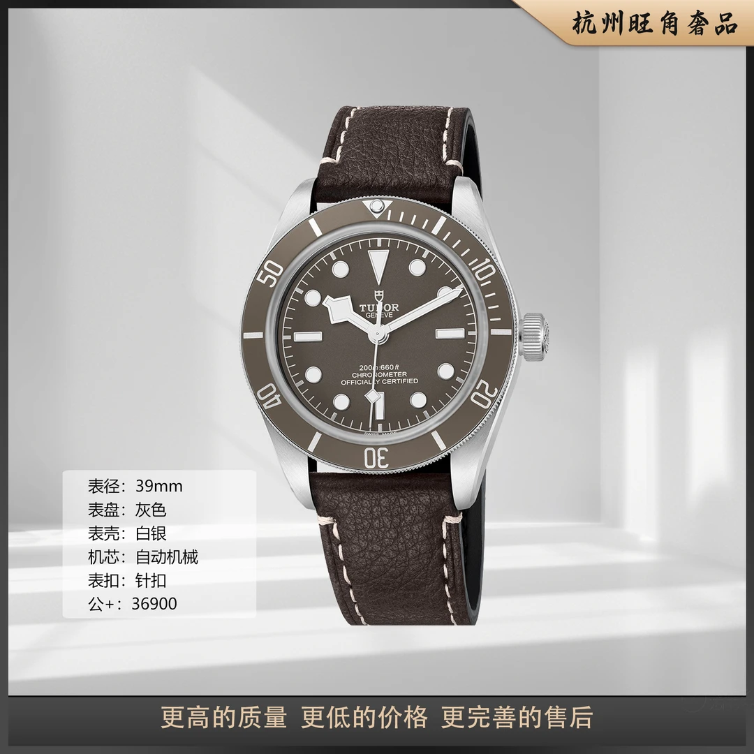 95新 TUDOR/帝舵 碧湾79010SG自动机械男表白银材质灰色运动腕表