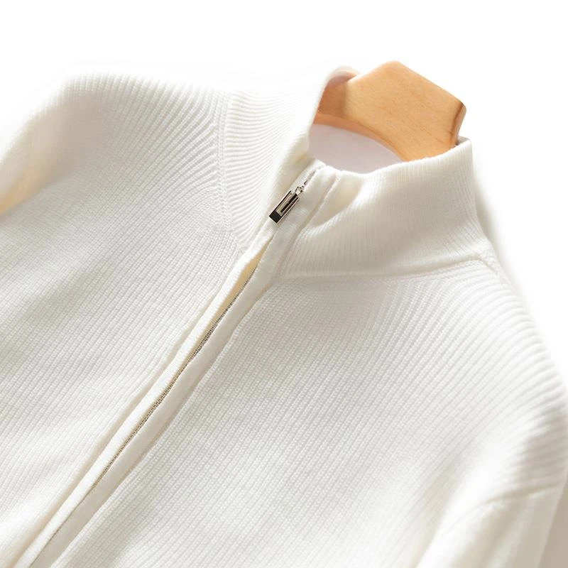 秋冬爆款男士精纺羊毛开衫男立领宽松羊绒外套中年针织毛衣外搭y