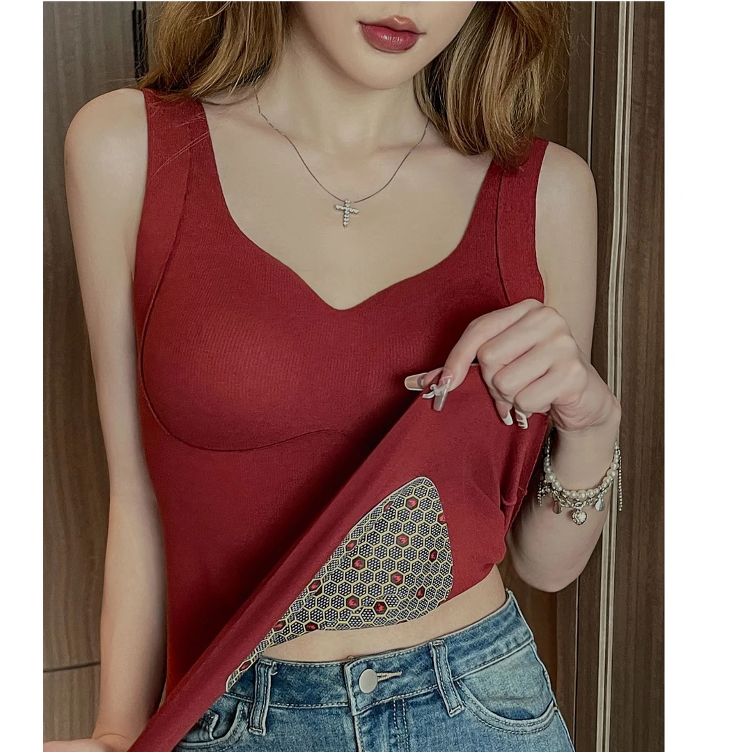 大码提拉一体杯保暖背心女士无痕贴片舒适透气百搭吊带内衣