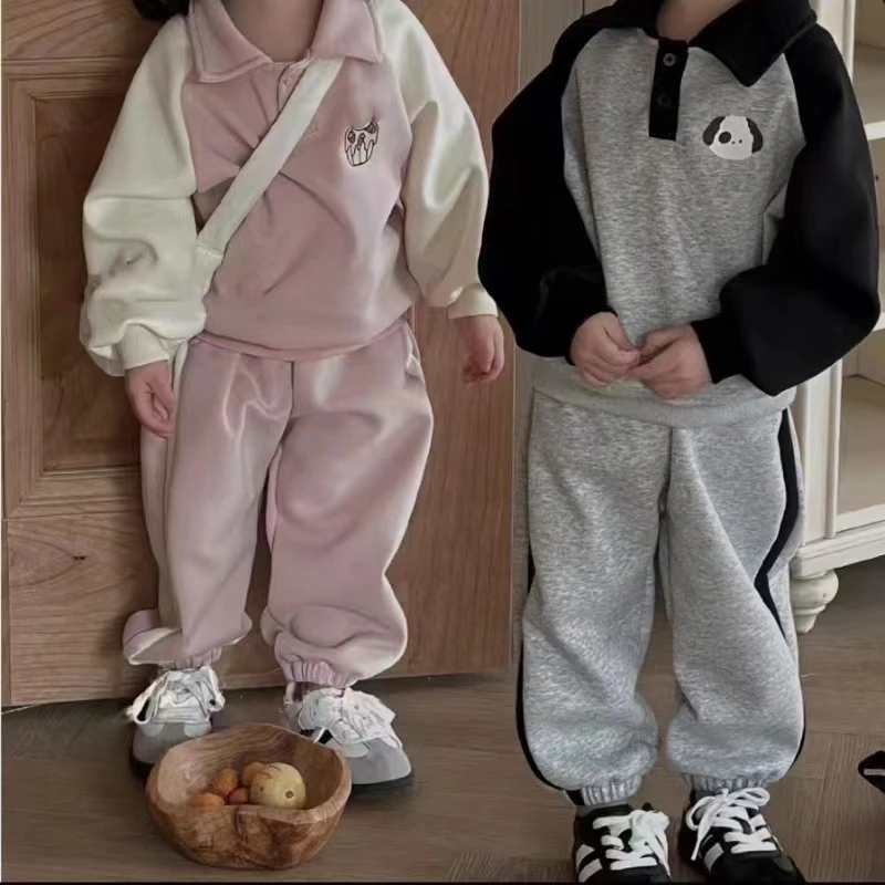 [油点小凡]儿童新款儿童卡通印花套装时尚可爱长袖男童女童