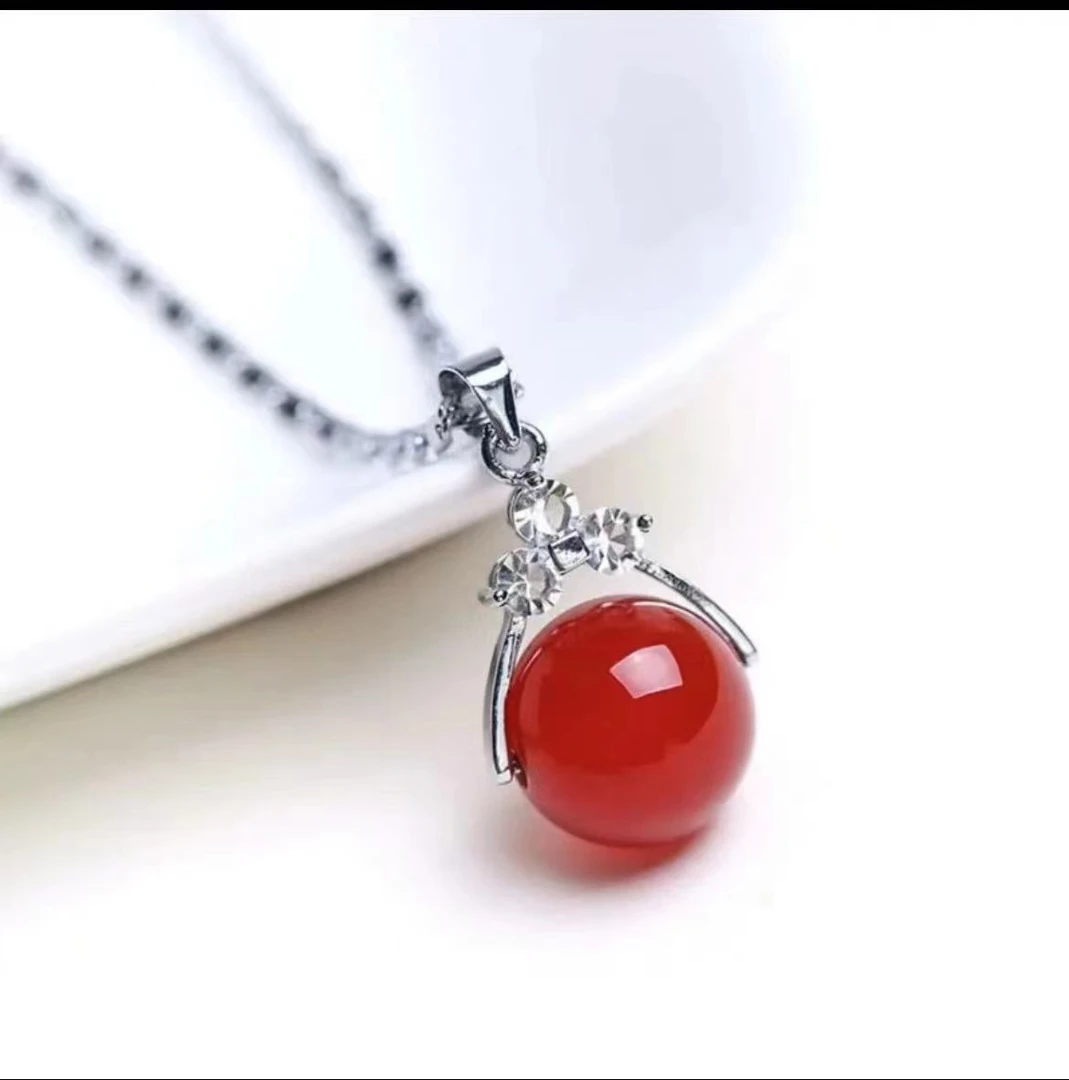 正品天然冰透玉髓路路通吊坠 女款锁骨链颈饰项链 送闺蜜