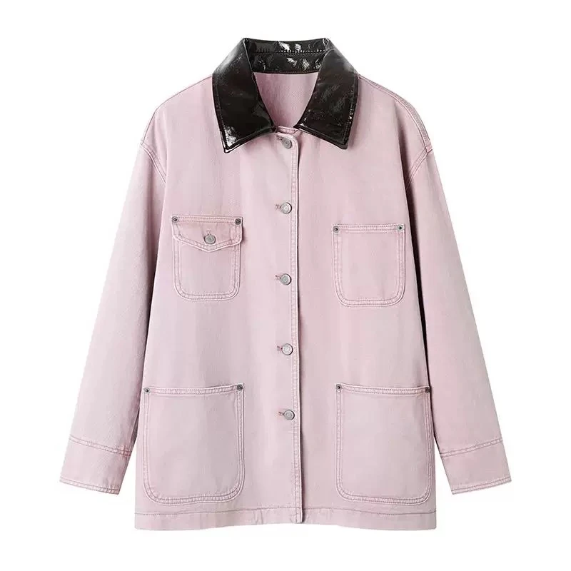 12.秋冬新款重工洗磨褪色粉色底特律外套短款