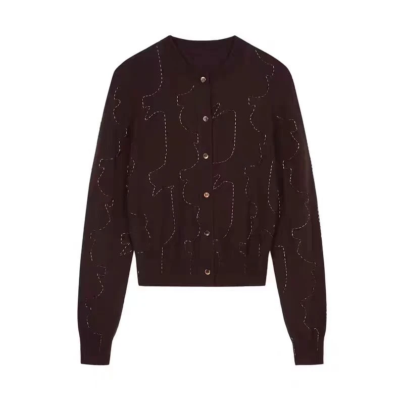 24秋冬手工钉珠毛衣开衫小香风长袖轻奢时尚设计师圆领