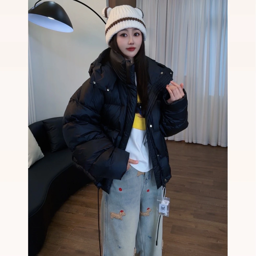 【可扫码追溯保真90白鸭绒】休闲宽松显瘦百搭连帽鸭绒羽绒服外套