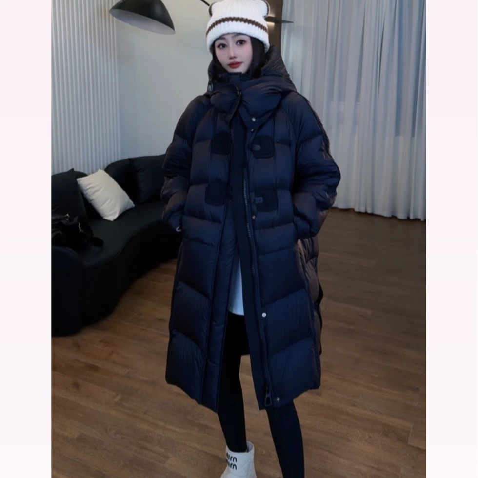 【高品质】欧货宽松时尚休闲百搭纯色长款羽绒服