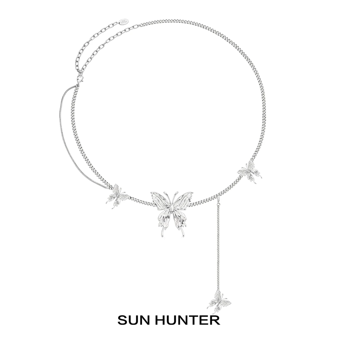 铜合金亚克力项链 三横SUN HUNTER原创吊坠蝴蝶腰链可拆作项链佩