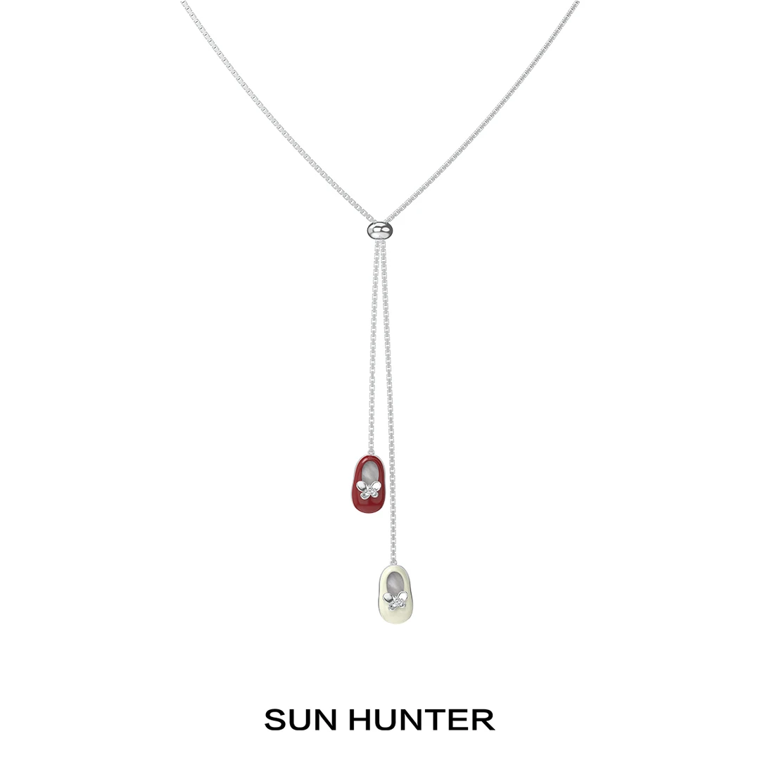 铜合金项链 三横SUN HUNTER「漫步」原创复古大头鞋抽拉项链可调节