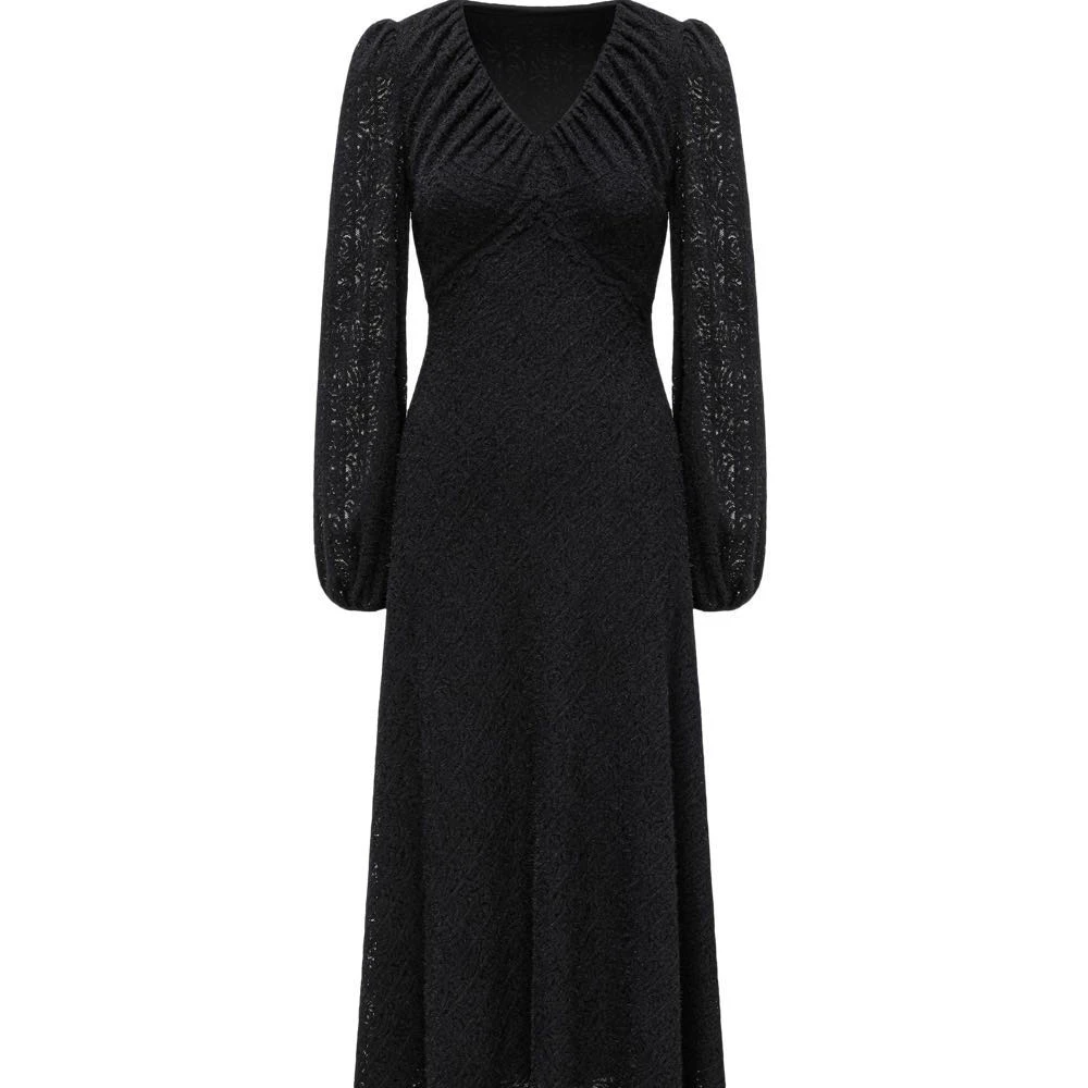 【索幂SOMI】2024新品法式轻奢优雅气质v领蕾丝长款修身显瘦连衣裙