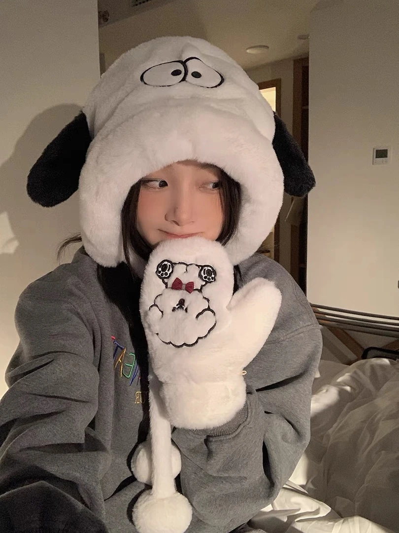 【日系可爱卡通小狗】毛绒雷锋帽子女冬季骑车保暖百搭护耳高档洋气