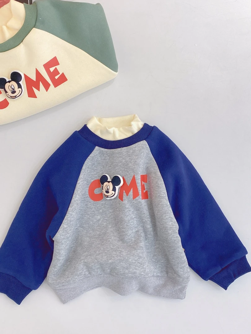 E-347米多多双层卡通加绒卫衣（蓝米奇）