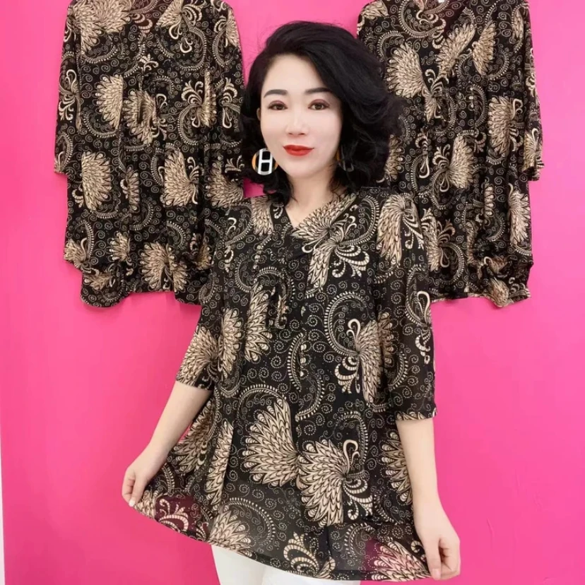 夏季新款时尚百搭洋气显瘦宽松大码遮肚显瘦女士中袖T恤上衣C15