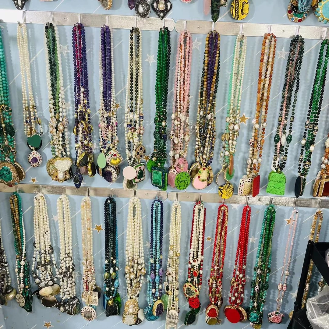 铜合金合成锆石项链 MM欧美饰品巴洛克项链气质高档项链饰品