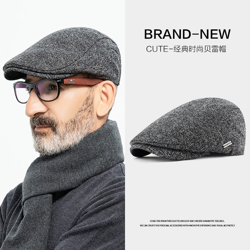 老年人帽子男秋冬老头帽前进帽老人爷爷鸭舌帽中年爸爸英伦贝雷帽
