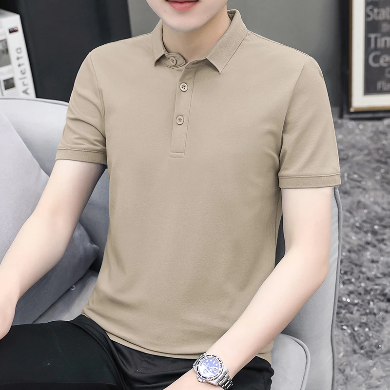 翻领t恤男士短袖珠地polo衫夏季上衣服冰丝凉感保罗有领半袖体恤