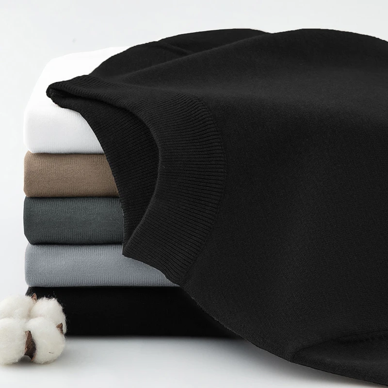 半高领毛衣男秋冬保暖潮流针织衫线衣内搭中领打底衫纯色黑色毛衫