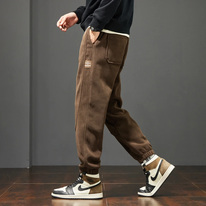 男秋冬裤子加厚休闲裤百搭时尚松紧腰宽松束脚裤子潮流男生长裤