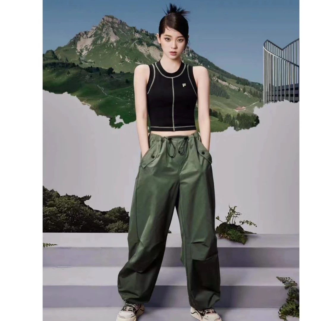 FILA FUSION【欧阳娜娜同款】爆款梭织裤降落伞工装裤T11W331801F