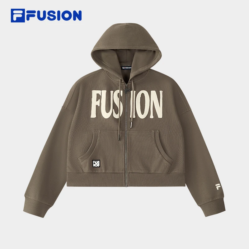 FILA FUSION针织连帽外套女秋新款欧若风宽松上衣 T11W433502F