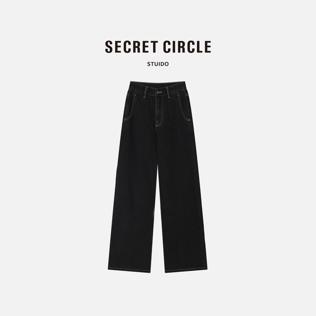 SECRET CIRCLE·秘社 100棉复古牛仔裤休闲通勤百搭直筒裤19307