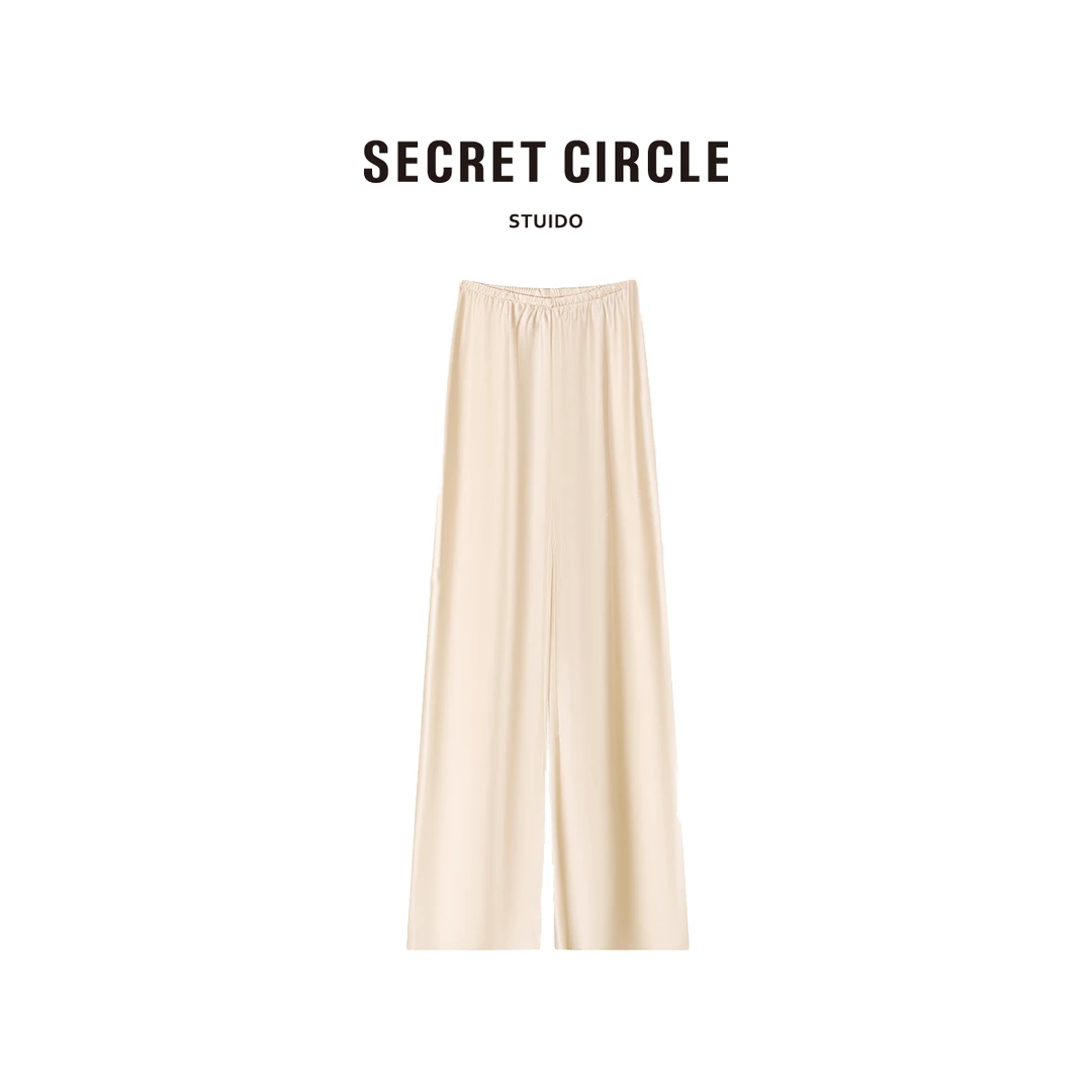 SECRET CIRCLE·秘社 时尚松紧腰休闲直筒阔腿休闲裤18279