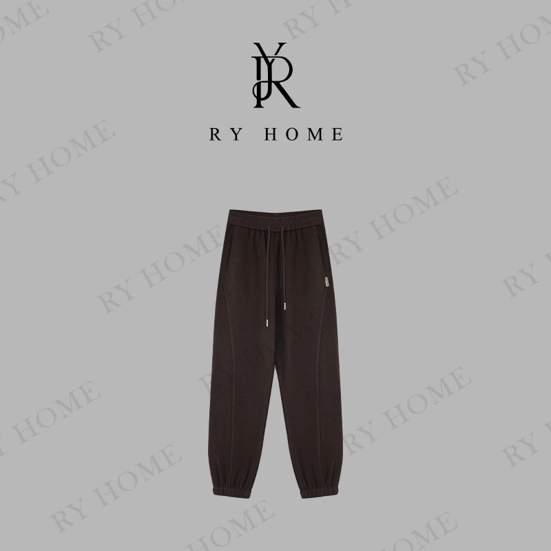 【容雨RYHOME】绵羊毛＋茧廓形中高弹力腰束脚哈伦风休闲裤243K2288