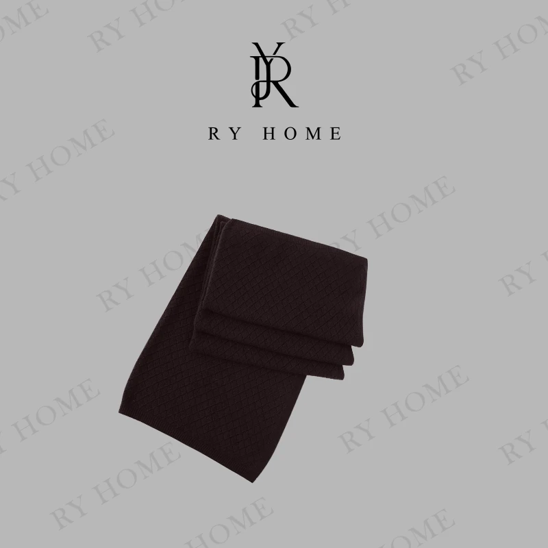 【容雨RYHOME】 高支羊绒羊毛菱形镂空围巾披肩WJ1071