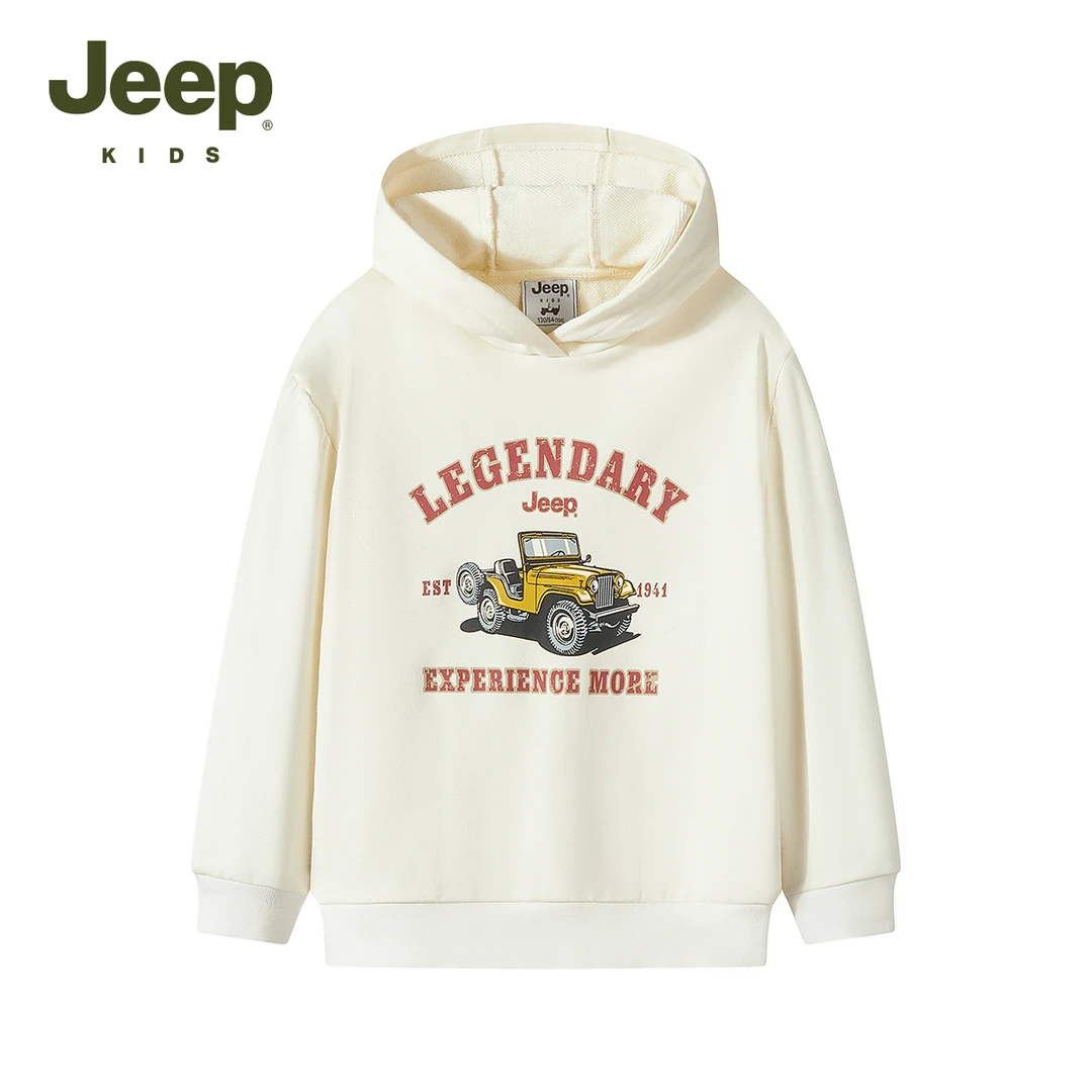 Jeep童装儿童连帽卫衣2023秋冬新款纯棉洋气百搭舒适灯笼袖上衣