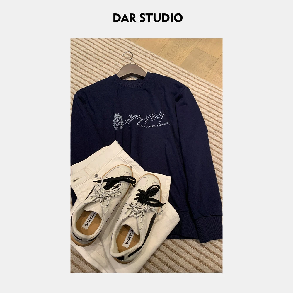 DAR STUDIO 深圳货【蓝调秀场】2024秋季新款字母印花套头卫衣13285