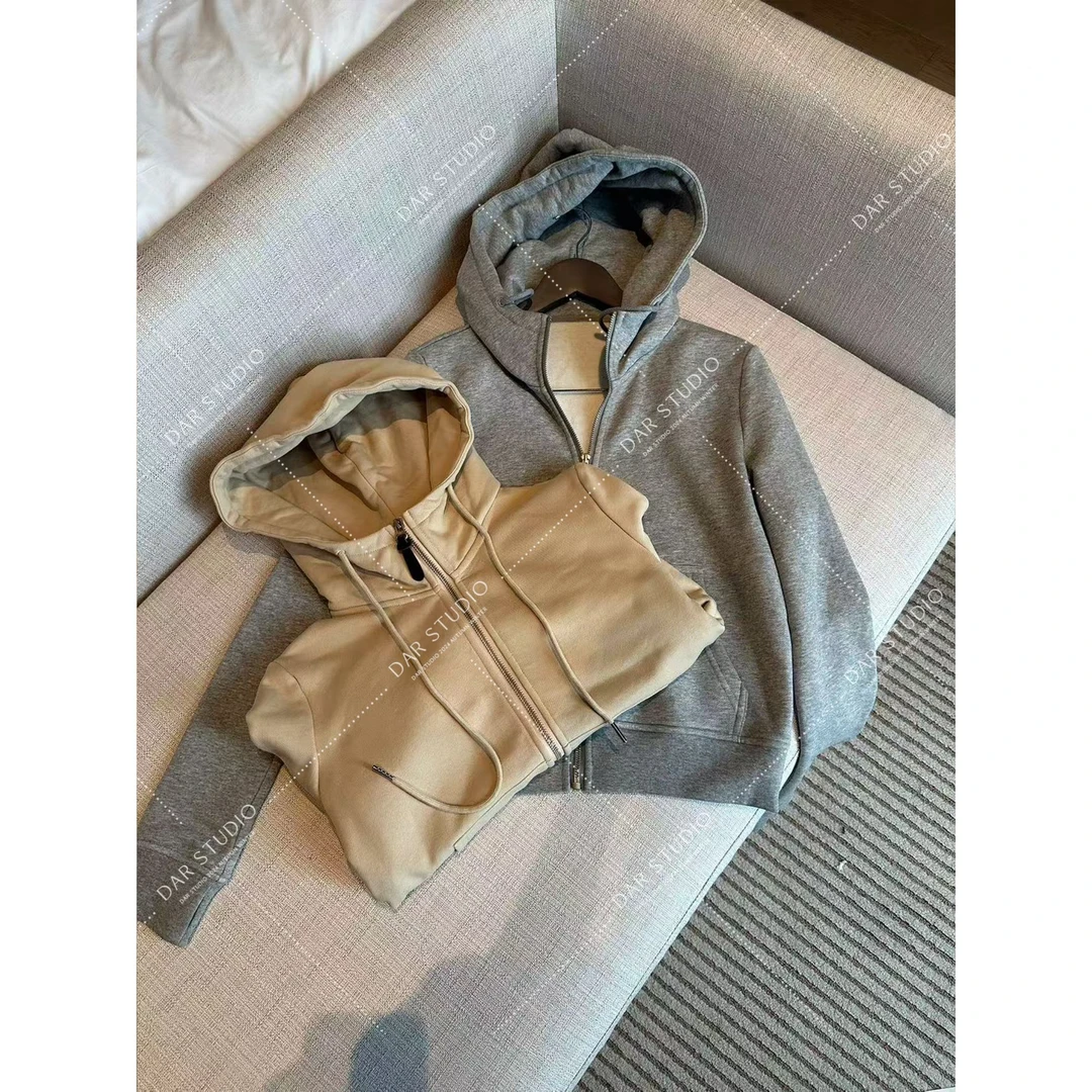 DAR STUDIO 深圳货【云朵慕斯】2024秋冬新款加绒连帽开衫卫衣88168