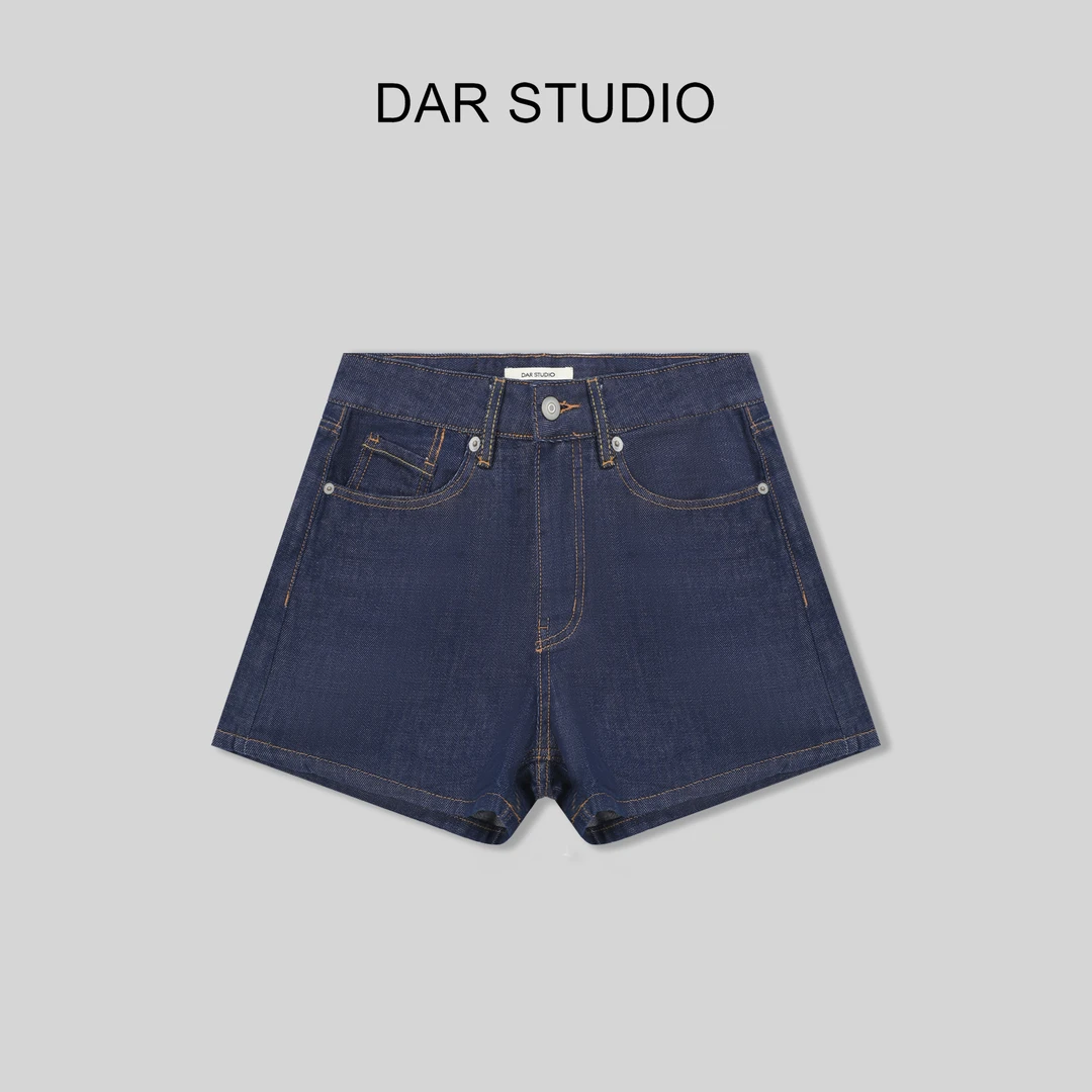 DAR STUDIO【原色牛仔】 2024夏季新款深蓝牛仔短裤18017