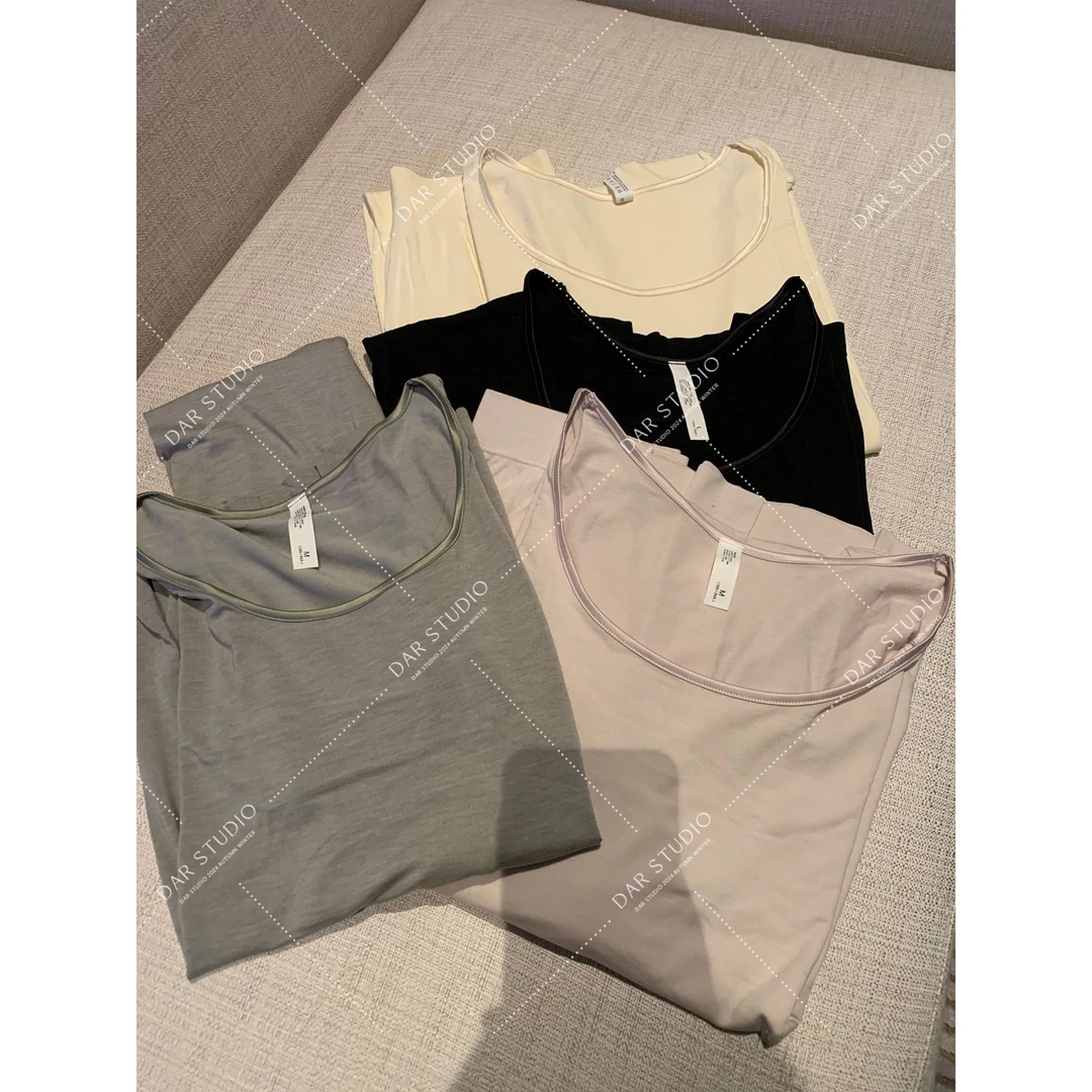 DAR STUDIO 深圳货  超细莫代尔山羊R垂感珠光高弹领边保暖套装