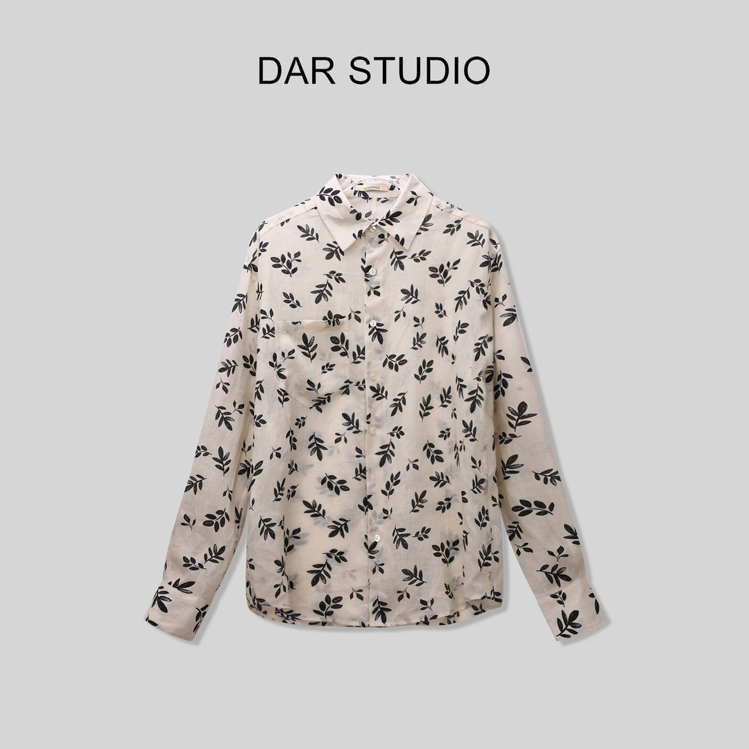 DAR STUDIO 【落叶微风】2024春夏新款天丝麻印花质感衬衫85195