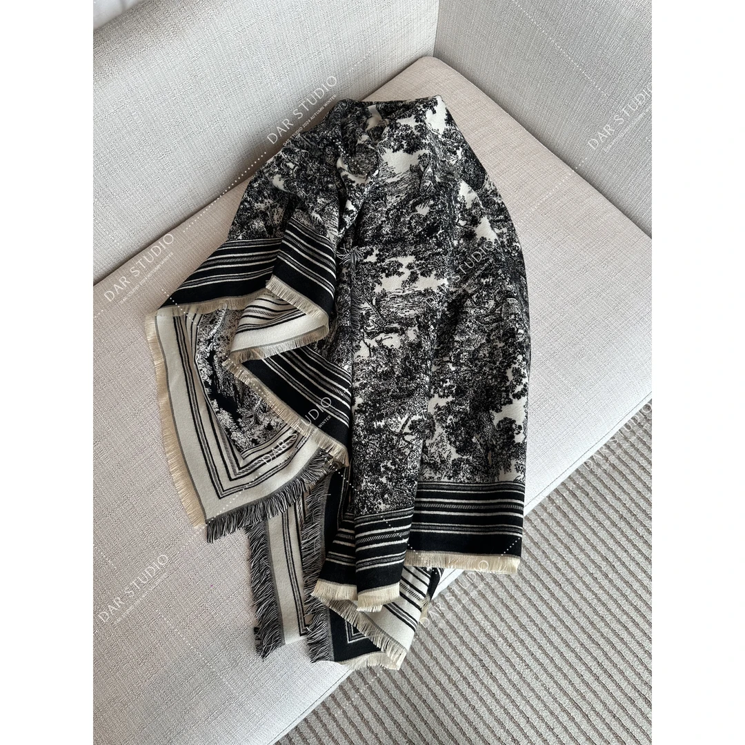 DAR STUDIO 【水墨画】2024冬季新款气质水墨画双面围巾9999
