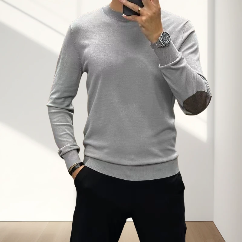 2024秋冬款男士针织衫圆领长袖打底衫简约时尚商务男士秋冬打底衫