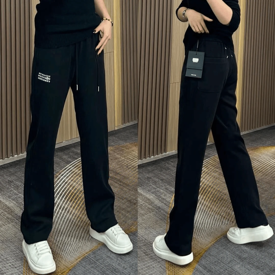 2025秋季新款男士直筒垂感裤子简约刺绣设秋冬男款宽松休闲裤