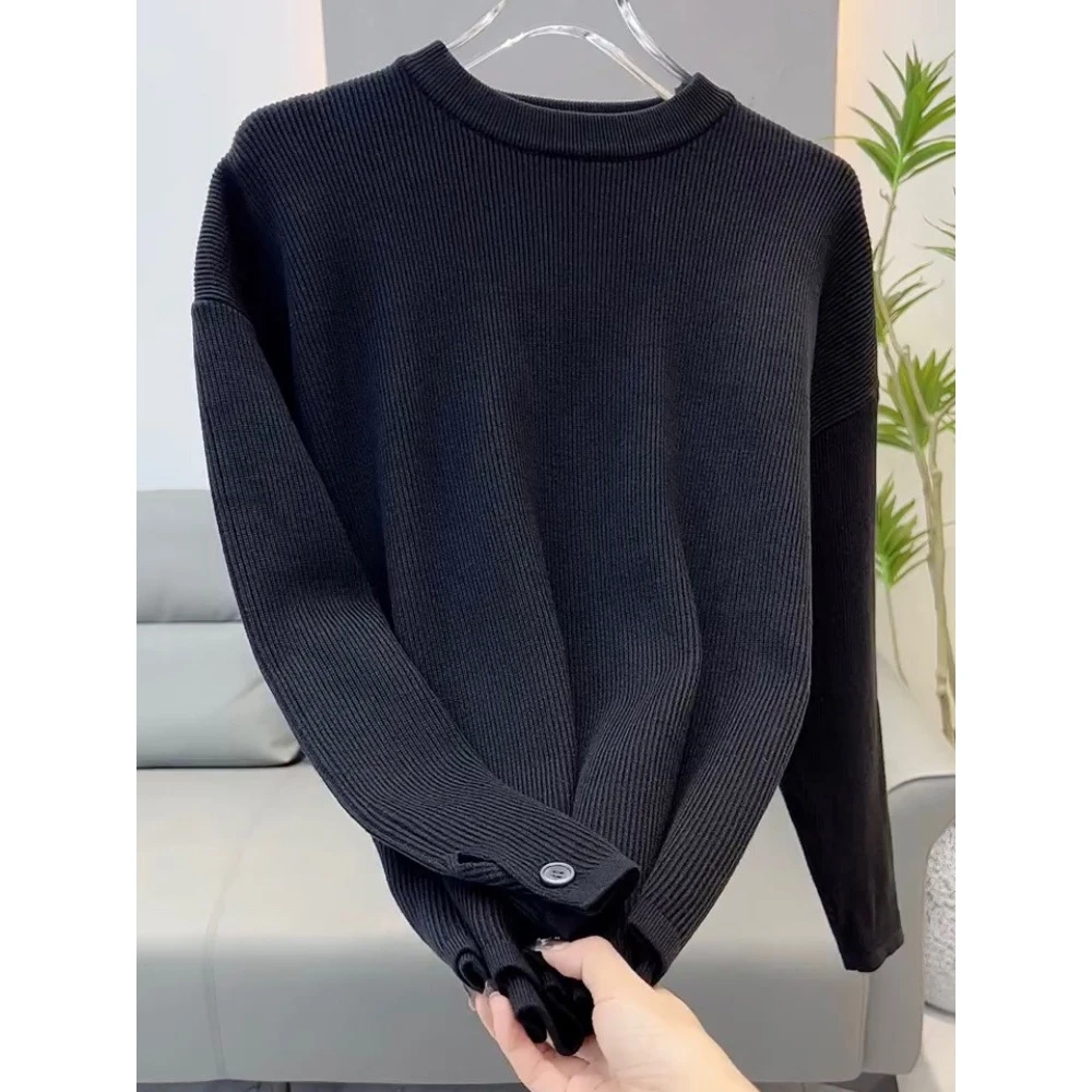 2024男士秋冬纯色针织衫休闲宽松时尚潮流简约轻奢男士毛衣推荐