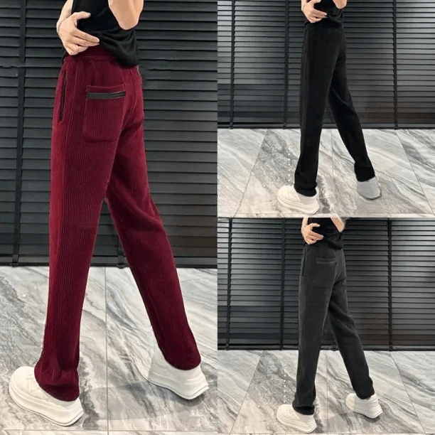 2024新款裤子男秋季新款舒适加厚休闲裤高档直筒裤男简约纯色卫裤