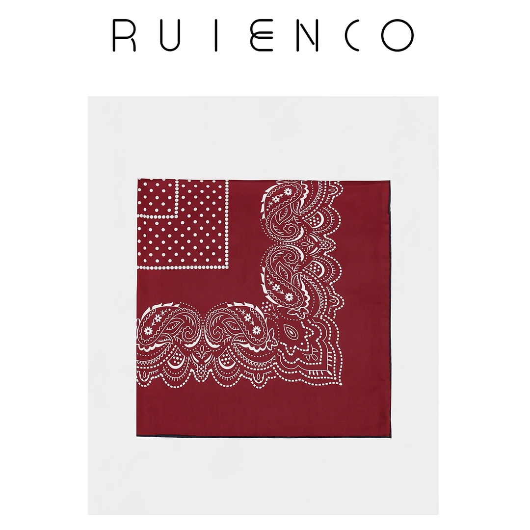 RuienCo.安可拉酒红腰果花围巾 100支及细澳洲绵羊毛莼手工方巾
