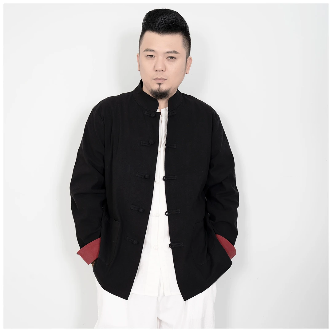 2025春秋装新款男士中国风唐装外套中式棉麻大码长袖复古休闲开衫