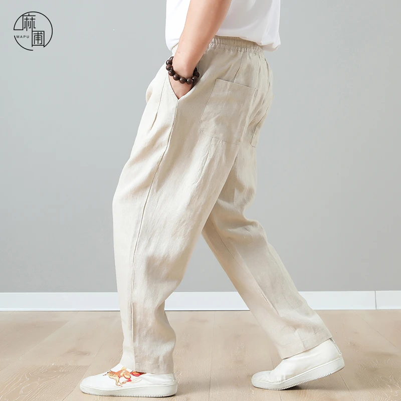 棉麻哥推荐-【现货】2025夏季新款男士亚麻休闲裤吸汗透气百搭长裤