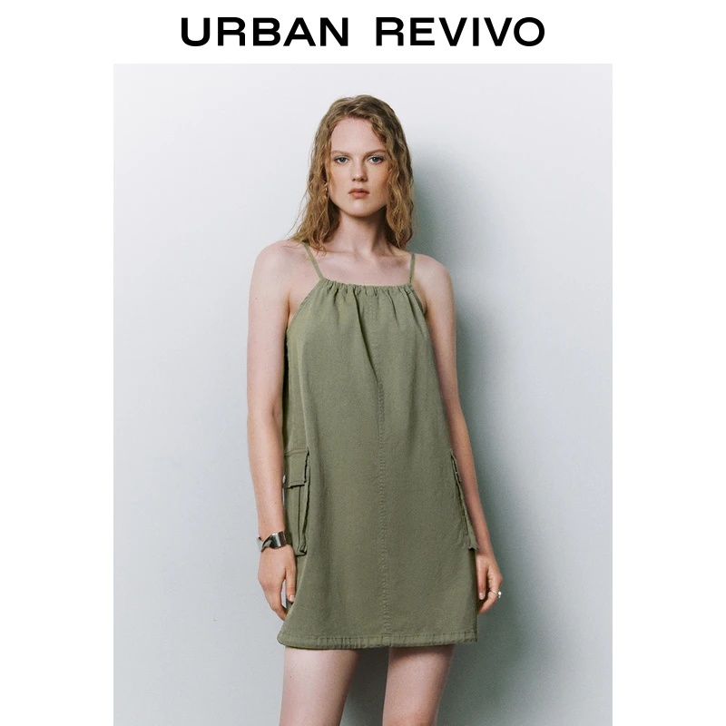 UR女时尚立体工装贴袋吊带牛仔连衣裙UYY840069