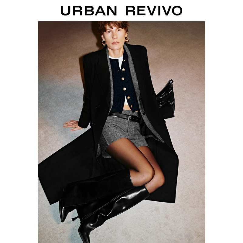 UR女装摩登都市双排扣长款廓形大衣UWG140148