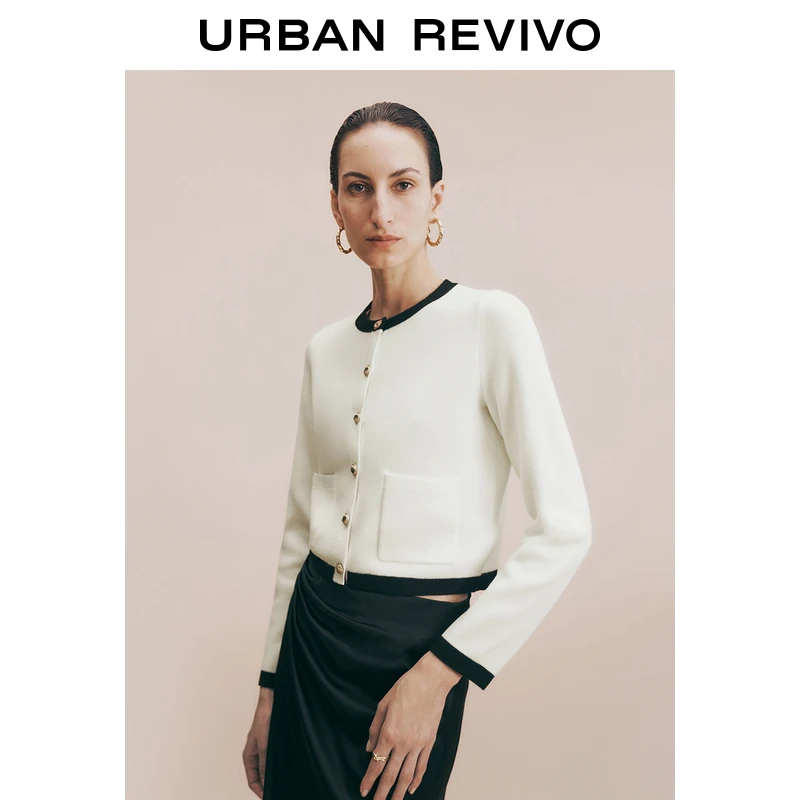 UR女装气质小香金属纽扣撞色针织开衫UWM940031