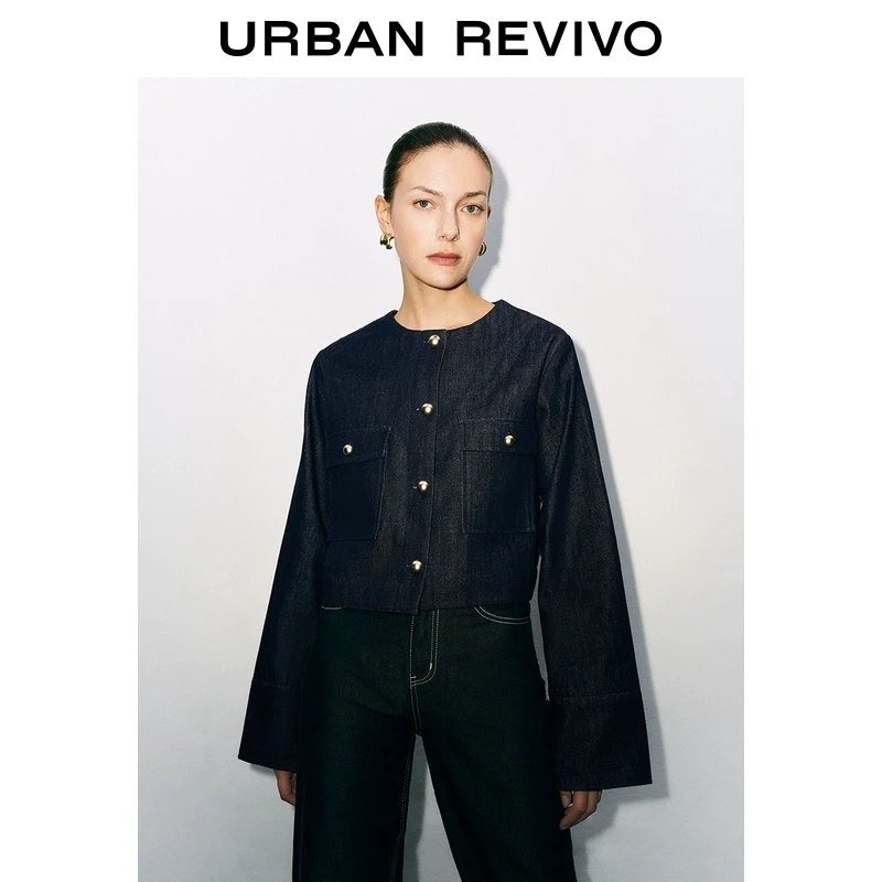 UR秋季新款女装复古时髦双口袋纽扣牛仔外套UWM840063