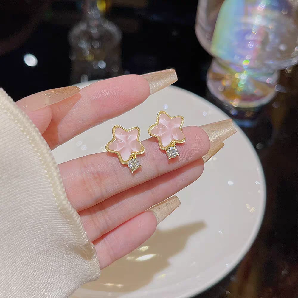 铜合金石英石耳饰 【梦幻星语】气质可爱百搭精致耳饰少女耳环小众