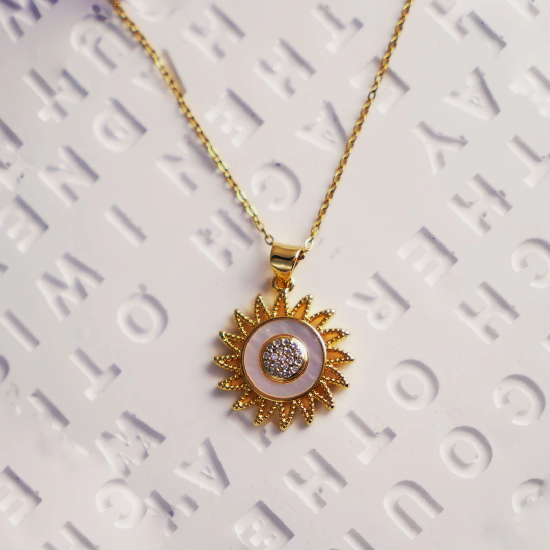 铜合金项链 金色太阳花项链【耀钻贝韵】小众时尚轻奢项链