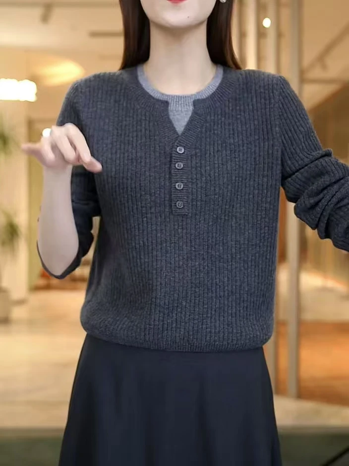 假两件毛衣女秋冬2025新款短款小个子宽松显瘦针织衫洋气内搭上衣