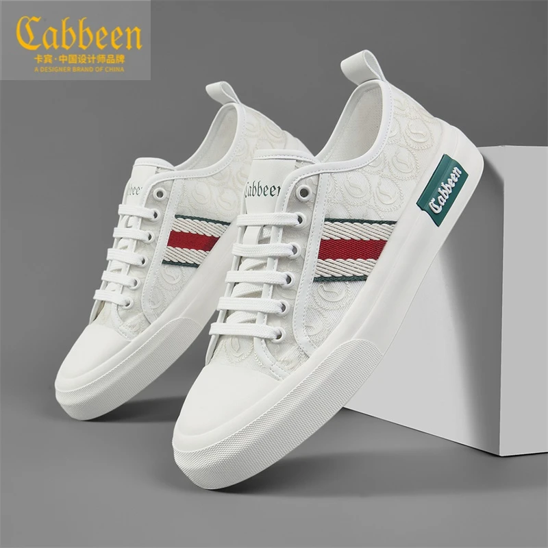 卡宾鞋子男夏季薄款透气帆布鞋男士休闲潮鞋低帮白色潮流男鞋百搭